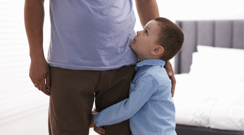 child does not want his father to go