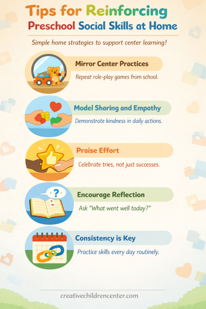 tips for reinforcing preschool social skills at home