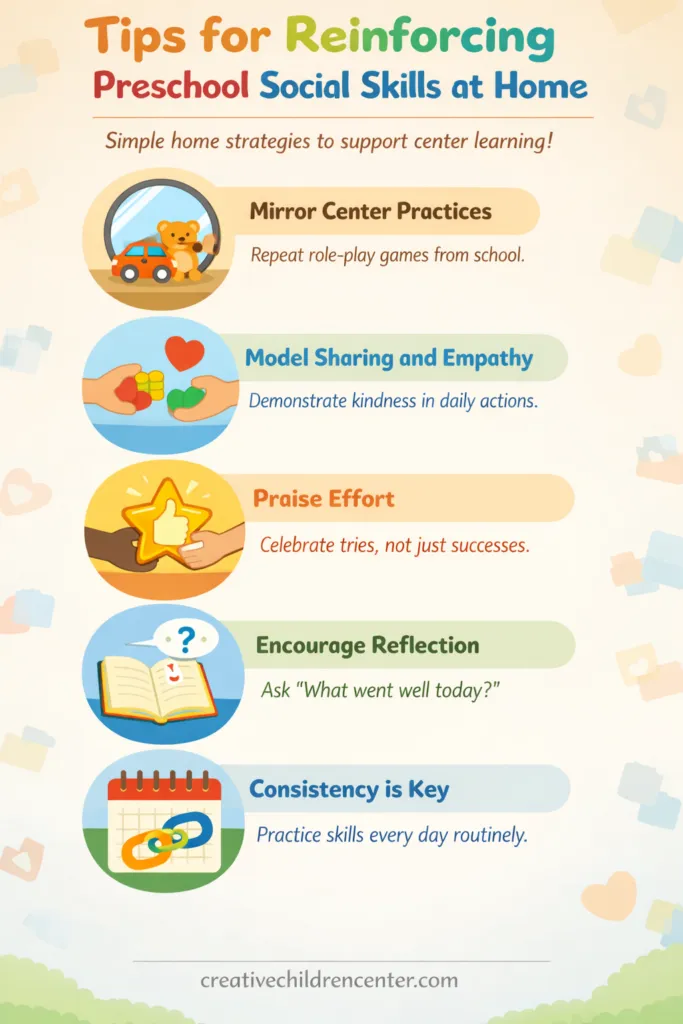 tips for reinforcing preschool social skills at home