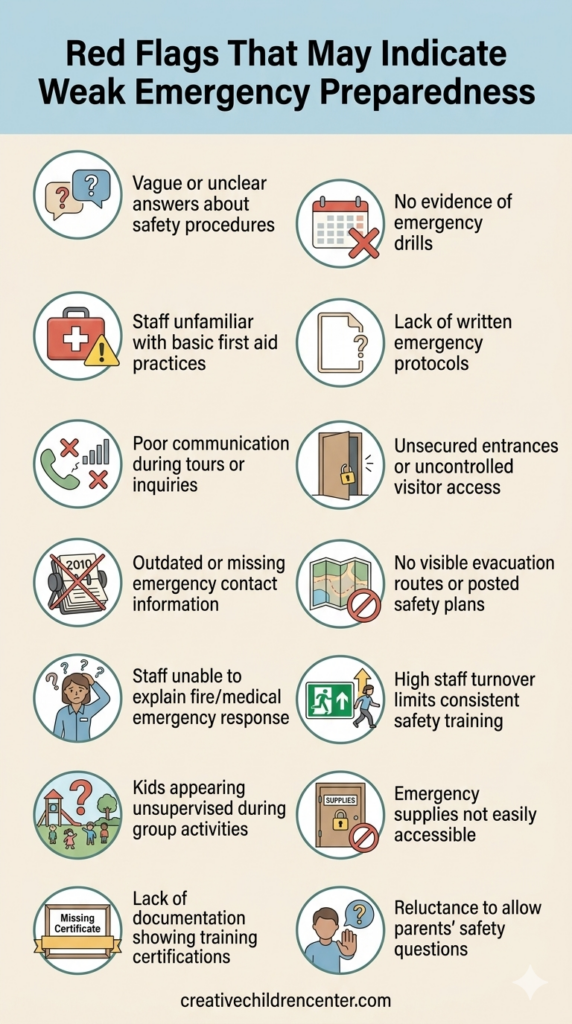 red flags that may indicate weak emergency preparedness